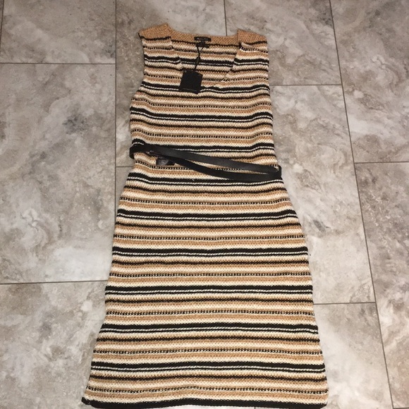 Massimo | Dresses | Massimo Dutti Brown And Black Nwt Crochet Knit Lined  Belted Sweater Dress | Poshmark